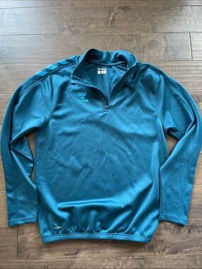 Hummel BeeCool Teal Blue Quarter-Zip Performance Pullover
